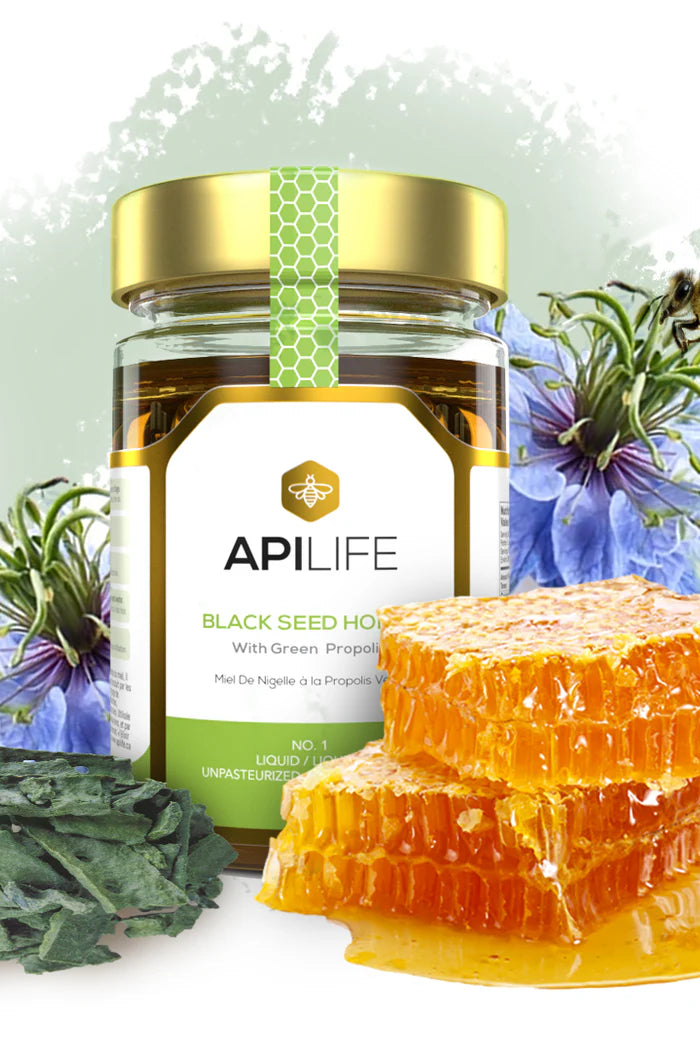 Raw Black Seed Honey with the Legendary Power of Brazilian Green Propolis!
